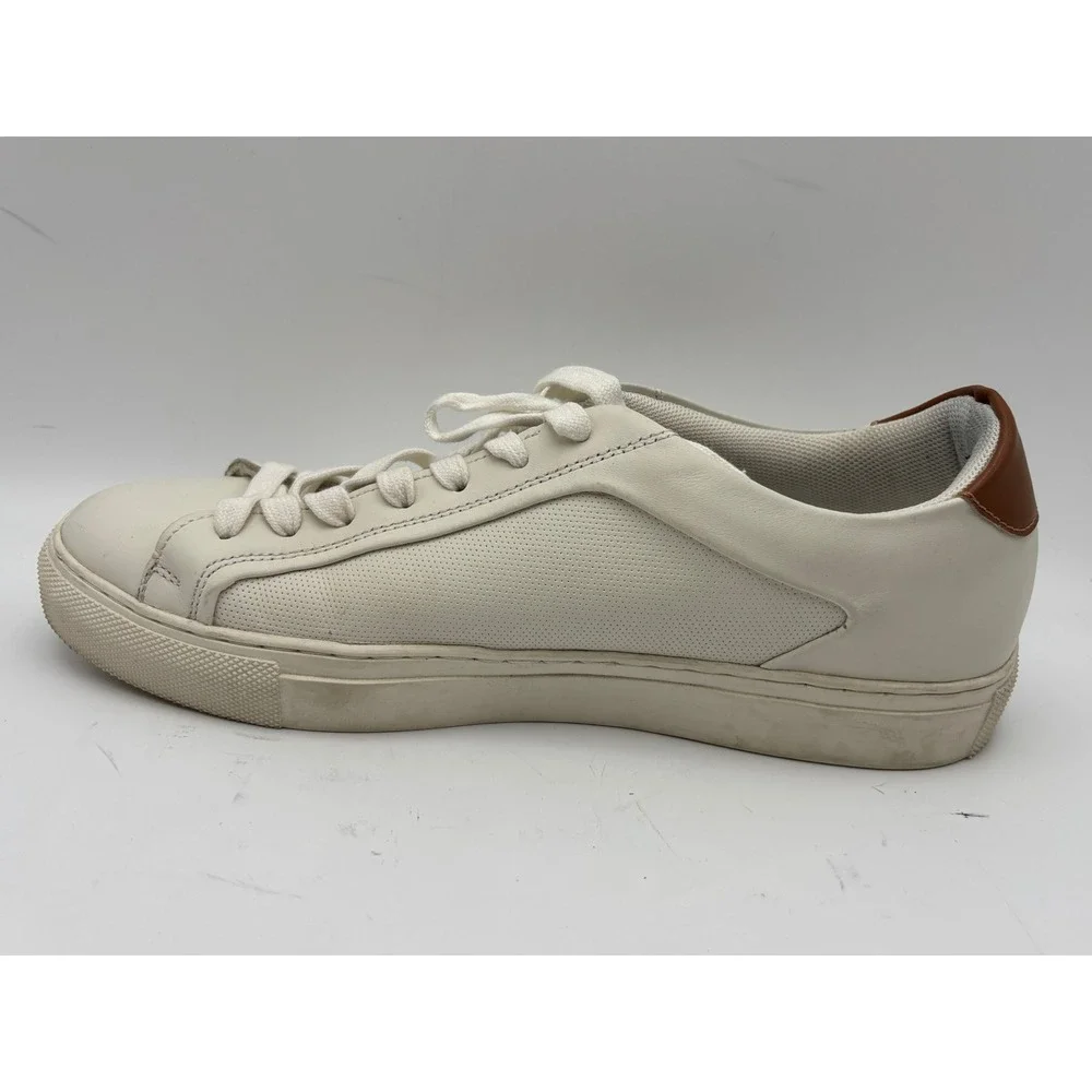 Steve Madden Finneas Men's Leather Sneakers Size 7.5 White Cream Brown Low Top